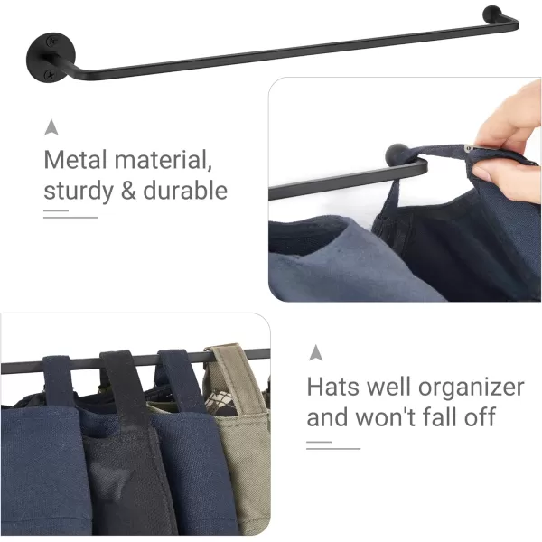 Mkono Hat Rack for Wall Baseball Cap Organizer Set of 2 Metal Hat Organizer Holds 24 Caps Space Saving Hat Hook for Wall Closet AntiSlip Hat Storage Holder for Bedroom Organization