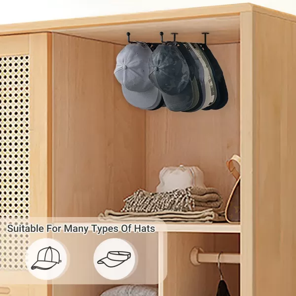 Mkono Hat Rack for Wall Baseball Cap Organizer Set of 2 Metal Hat Organizer Holds 24 Caps Space Saving Hat Hook for Wall Closet AntiSlip Hat Storage Holder for Bedroom Organization