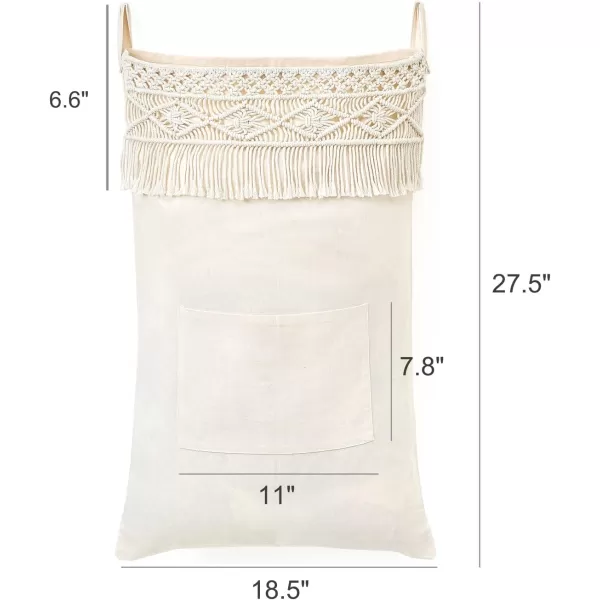 Mkono Macrame Hanging Laundry Hamper Bag Over The Door Organizer Laundry Bag Boho Decor Hanging Clothes Hamper for College Dorm Room Bathroom Home Travel Space Saving