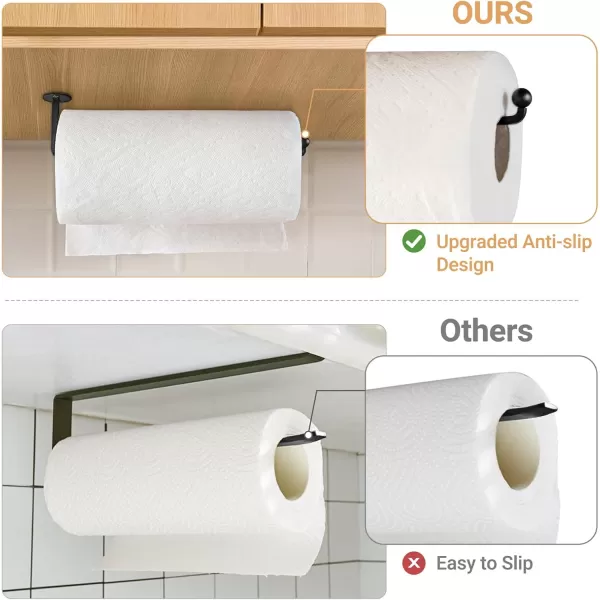 Mkono Paper Towel Holder Wall Mount Black Under Cabinet Mounted Paper Towels Holder for Kitchen Metal Paper Roll Holder Towel Hanger for Pantry Bathroom