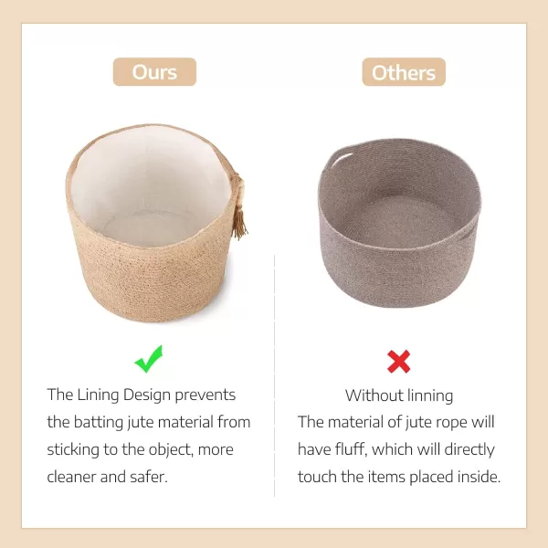 Mkono Storage Baskets Set of 3 Small Woven Cubes Bins Basket Organizer Decorative Wooden Beads Tassel 11quot Jute Rope Shelf Baskets Home Decor for Living Room Closet Organizing Nursery Bedroom