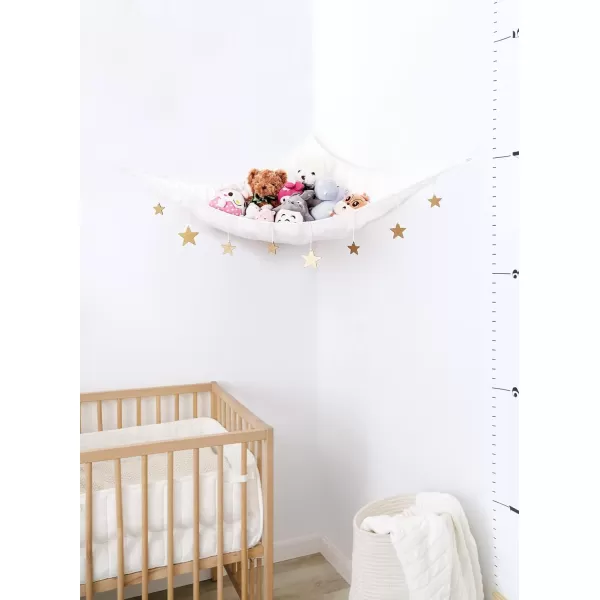 Mkono Stuffed Animal Hammock Corner Hanging Toy Organizer Storage with Stars Plush Toys Net Holder Nursery Wall Bedroom Play Room Kid Room Decor