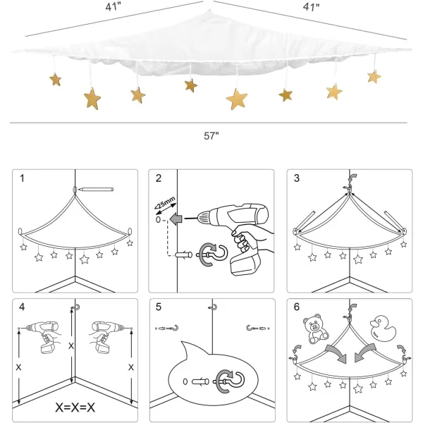 Mkono Stuffed Animal Hammock Corner Hanging Toy Organizer Storage with Stars Plush Toys Net Holder Nursery Wall Bedroom Play Room Kid Room Decor