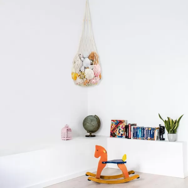 Mkono Stuffed Animal Net or Hammock OneHook Hanging Toy Organizer Macrame Plush Net Wall and Ceiling Hanging Stuffed Animals Storage Display for Nursery Kid Room Playroom