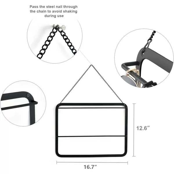 Mkono Sunglasses Organizer Hanging Glasses Storage Holder for Wall and Door Metal 2 Tier Eyeglasses Rack Holds Up to 16 Sunglasses Modern Wall Mount Sunglass Eyewear Display Hanger Black