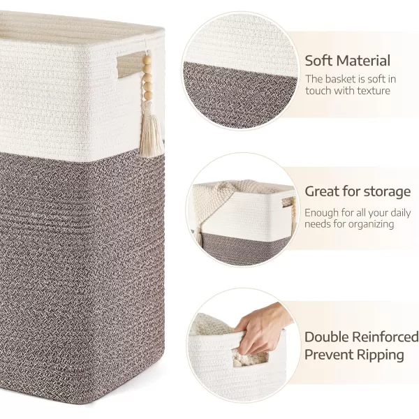 Mkono Tall Laundry Basket Cotton Rope Laundry Hamper with Handles Large Woven Foldable Storage Baskets for Blanket Toys Pillows Clothes Living Room Bedroom Nursery Home Decor