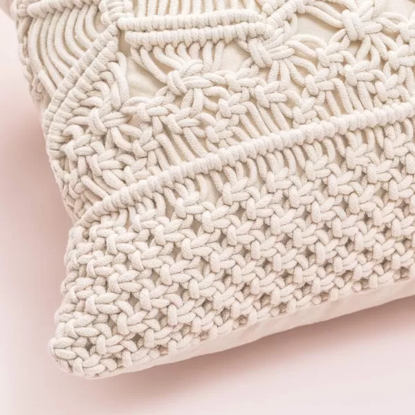 Mkono Throw Pillow Cover Macrame Cushion Case Pillow Inserts Not Included Set of 2 Decorative Cover for Bed Sofa Couch Bench Boho Home Decor17 Inches