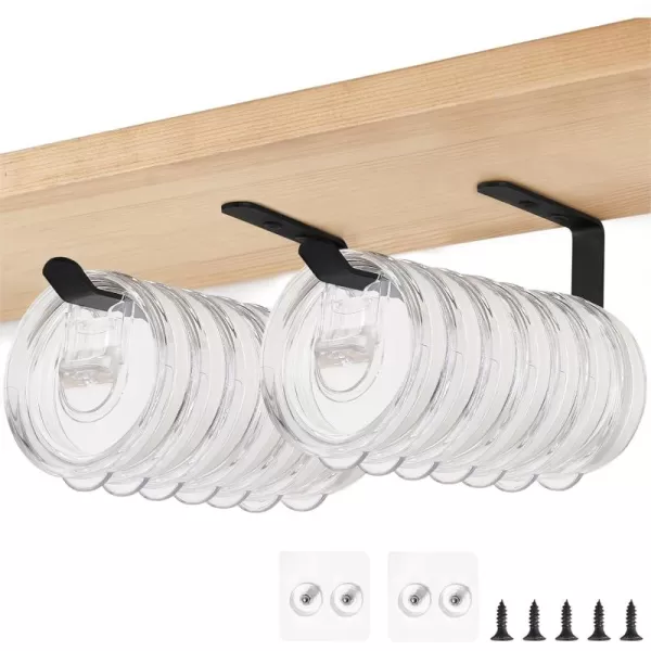 Mkono 2 Pack Tumbler Lid Organizers Inside Cabinet Tumbler Lid Holder for Cup Water Bottle Space Saving SelfAdhesive or Drilling Tumbler Lid Hooks for Under Cabinet Kitchen Organization and Storage