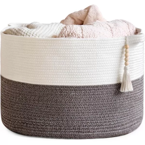 Mkono Extra Large Laundry Basket Woven Cotton Rope Storage Baskets for Blankets Toys Clothes Organizer Decorative Clothes Hamper with Handle 217quot x 138quot