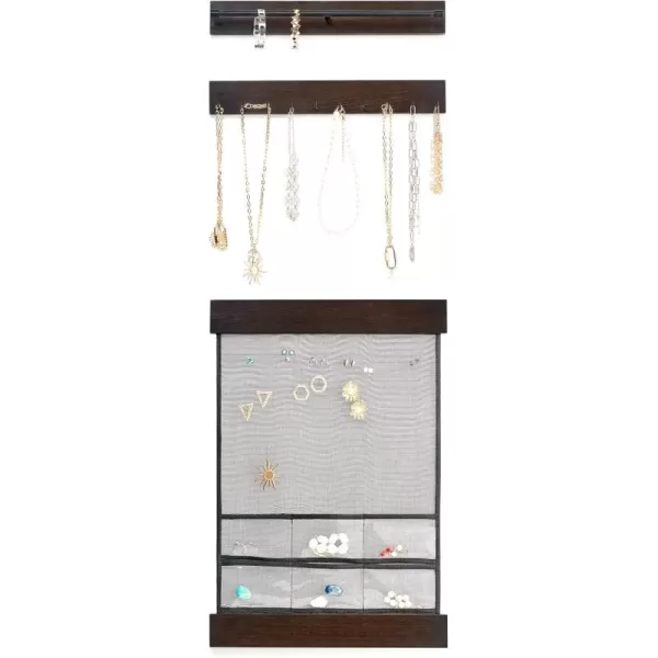 Mkono Hanging Jewelry Orgaznizer Set of 3 Necklace Holder Wall Mounted Earrings Storage Organizers for Bracelets Sunglasses Keys