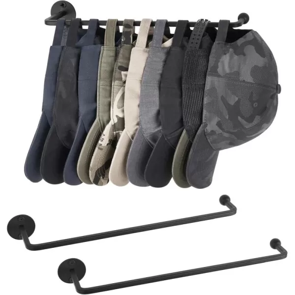 Mkono Hat Rack for Wall Baseball Cap Organizer Set of 2 Metal Hat Organizer Holds 24 Caps Space Saving Hat Hook for Wall Closet AntiSlip Hat Storage Holder for Bedroom Organization