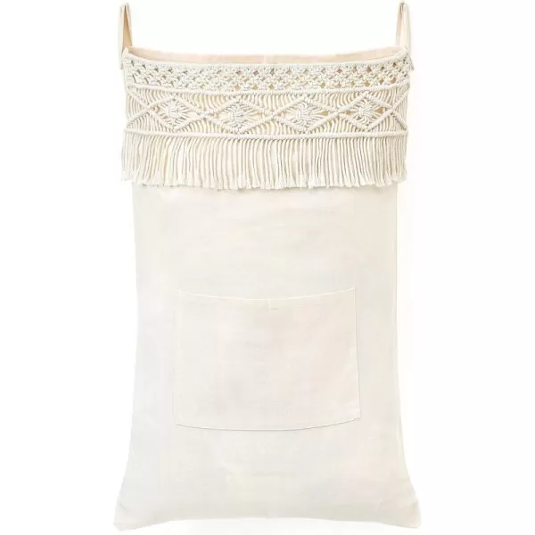 Mkono Macrame Hanging Laundry Hamper Bag Over The Door Organizer Laundry Bag Boho Decor Hanging Clothes Hamper for College Dorm Room Bathroom Home Travel Space Saving