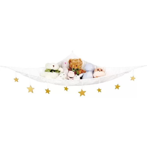 Mkono Stuffed Animal Hammock Corner Hanging Toy Organizer Storage with Stars Plush Toys Net Holder Nursery Wall Bedroom Play Room Kid Room Decor