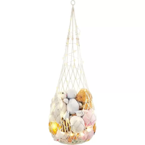 Mkono Stuffed Animal Net or Hammock OneHook Hanging Toy Organizer Macrame Plush Net Wall and Ceiling Hanging Stuffed Animals Storage Display for Nursery Kid Room Playroom