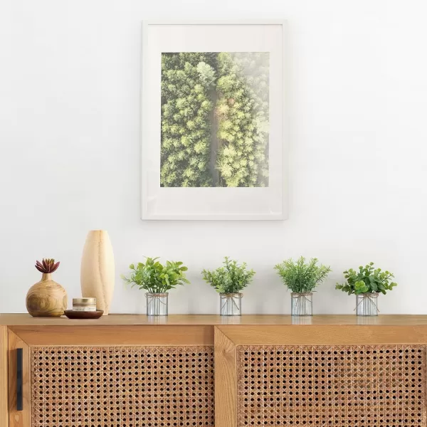 Mkono 4 Packs Small Fake Plants in Farmhouse Galvanized Pots Table Centerpiece Mini Potted Artificial Plants Faux Eucalyptus for Shelf Office Rustic Home Decor