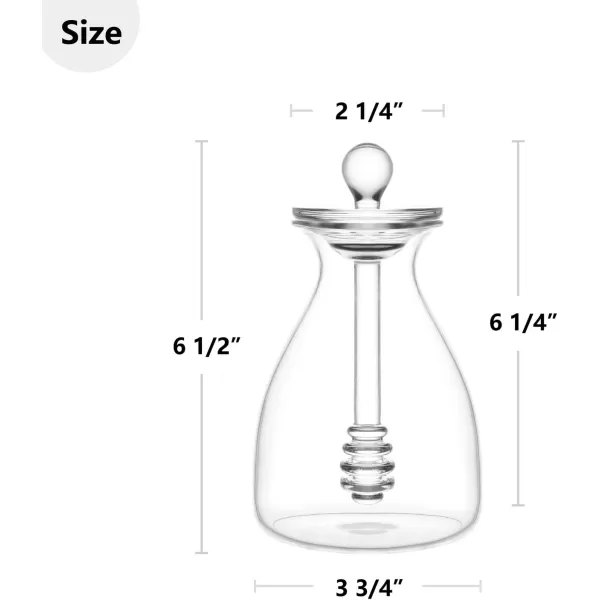 Mkono Honey Dispenser Glass Honey Pot Honey Jar with Dipper Sticks and Lid Cover Honey Containers Holder for Home Kitchen 14 Ounces