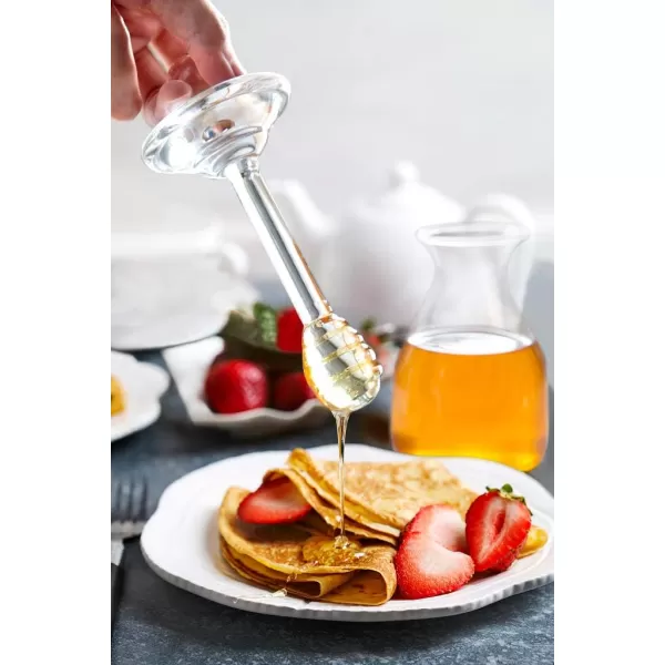 Mkono Honey Dispenser Glass Honey Pot Honey Jar with Dipper Sticks and Lid Cover Honey Containers Holder for Home Kitchen 14 Ounces