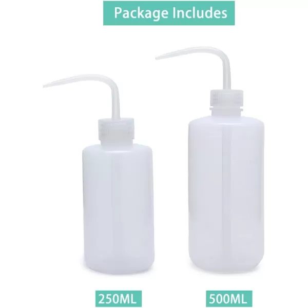 Mkono 2 Pack Watering Can 250ML and 500ML Succulent Watering Bottle Plant Flower Squeeze Bottle Plastic Bend Mouth Safety Wash Bottle Small and Medium WhiteWhite