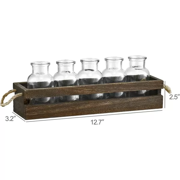 Mkono Desktop Plant Propagation Stations Glass Jars Planter for Hydroponic Plants Centerpiece Indoor Decor Brown Plant Lover GiftsBrown
