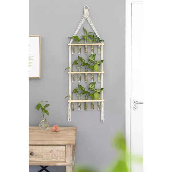 Mkono Macrame Plant Propagation Tubes 3 Tier Boho Wall Hanging Plant Terrarium Vase Indoor Glass Planter for Propagating Hydroponic Houseplants Home Office Wall Plant Decor Gifts for Women
