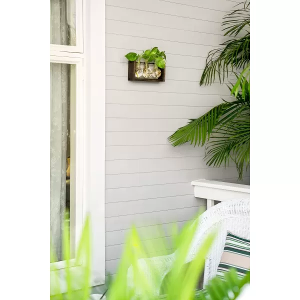 Mkono Plant Propagation Station with Wooden Stand Wall Hanging Glass Planter Tabletop Terrarium Bulb Vase for Hydroponics Plants Home Office DecorBrown