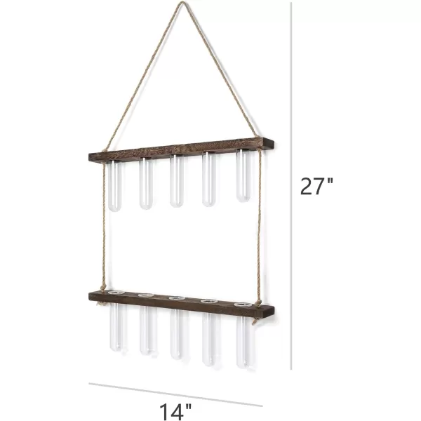 Mkono Plant Propagation Tubes 2 Tiered Wall Hanging Plant Terrarium with Wooden Stand Vase Glass Planter Stations for Hydroponic Flower Cutting Home Garden Office Decor Plant Lover Gift