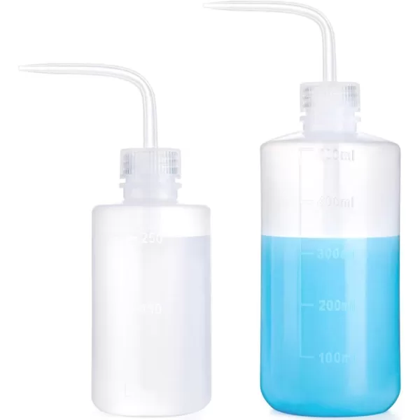 Mkono 2 Pack Watering Can 250ML and 500ML Succulent Watering Bottle Plant Flower Squeeze Bottle Plastic Bend Mouth Safety Wash Bottle Small and Medium WhiteWhite