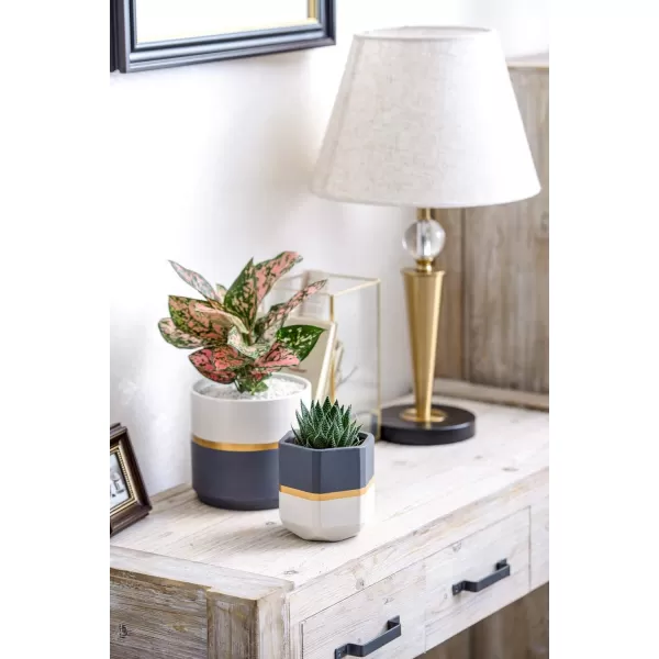 Mkono Ceramic Flower Pots for Indoor Plants 6 Inch and 48 Inch Modern Decorative Planters Set of 2 Geometric Gardening Pots with Drainage for All House Plants Plants NOT Included