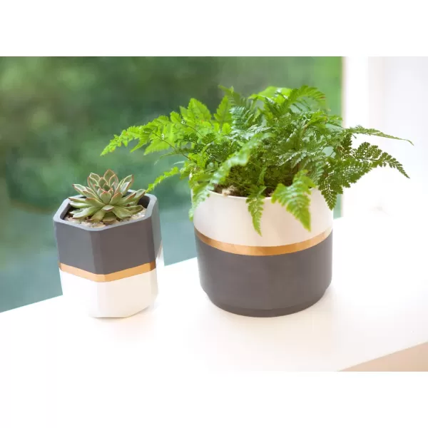 Mkono Ceramic Flower Pots for Indoor Plants 6 Inch and 48 Inch Modern Decorative Planters Set of 2 Geometric Gardening Pots with Drainage for All House Plants Plants NOT Included