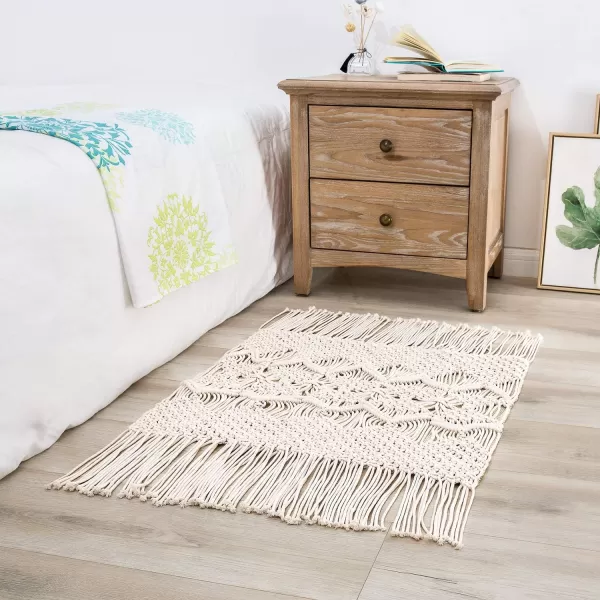 Mkono Macrame Rug Boho Area Rugs Cotton Woven Small Carpets with Tassels for Bedroom Living Room Bathroom Entryway Nursery Home Decor 35quot L x 24quot W
