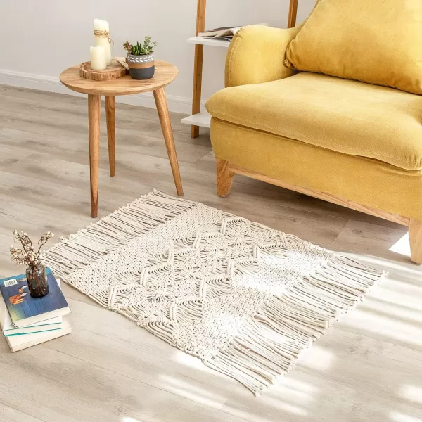 Mkono Macrame Rug Boho Area Rugs Cotton Woven Small Carpets with Tassels for Bedroom Living Room Bathroom Entryway Nursery Home Decor 35quot L x 24quot W