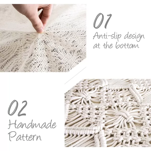 Mkono Macrame Rug Boho Area Rugs Cotton Woven Small Carpets with Tassels for Bedroom Living Room Bathroom Entryway Nursery Home Decor 35quot L x 24quot W