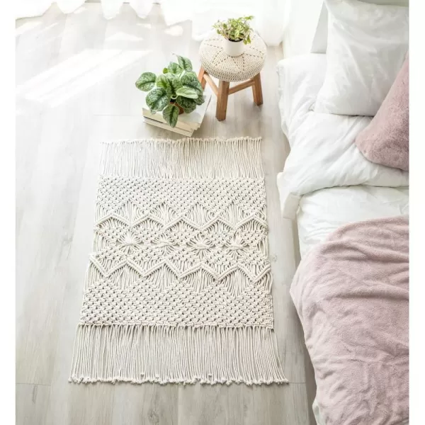 Mkono Macrame Rug Boho Area Rugs Cotton Woven Small Carpets with Tassels for Bedroom Living Room Bathroom Entryway Nursery Home Decor 35quot L x 24quot W