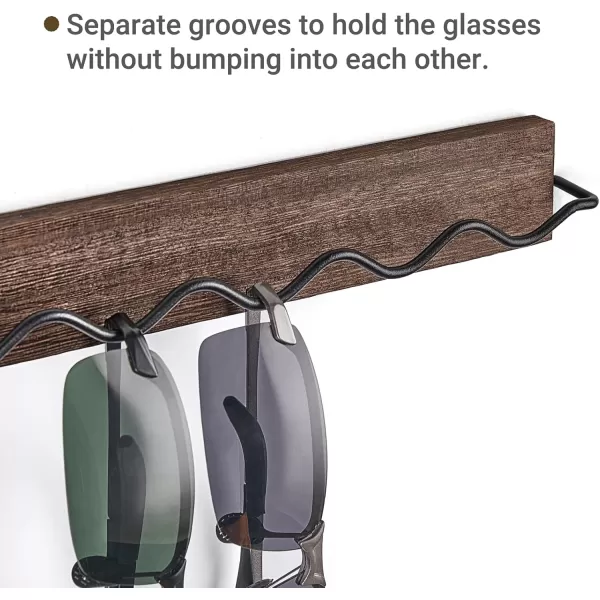 Mkono 2 Pack Wall Mounted Sunglasses Organizer Wood Sunglass Holder for Wall Modern Eyeglass Storage Hanging Eyewear Display Jewelry Rack for Entryway Living Room Bedroom WhiteBlack