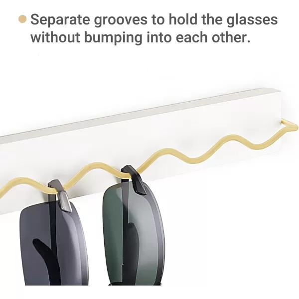 Mkono 2 Pack Wall Mounted Sunglasses Organizer Wood Sunglass Holder for Wall Modern Eyeglass Storage Hanging Eyewear Display Jewelry Rack for Entryway Living Room Bedroom WhiteGold