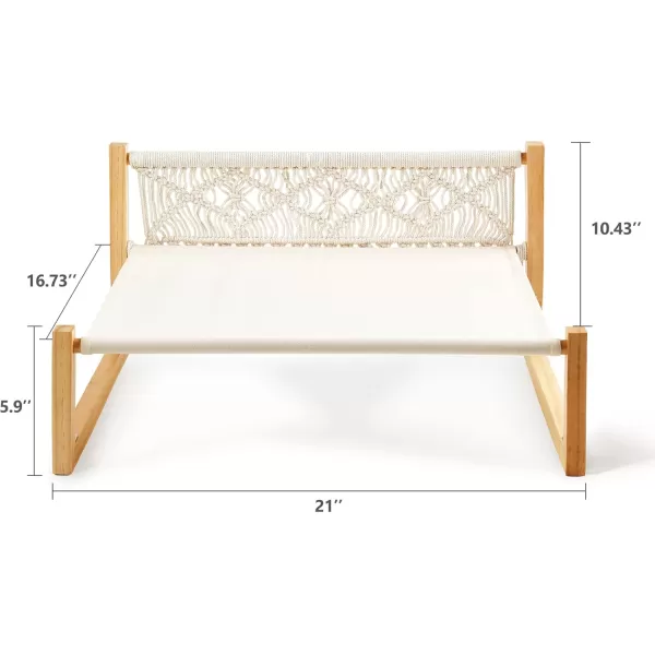 Mkono Boho Cat Bed Hammock with Blanket Macrame Elevated Pet Bed for Indoor Floor Standing Breathable Cat Chair 21 X 167 Inch Pet Resting Hammock Cat Furniture Gift for Cats and Small Dogs