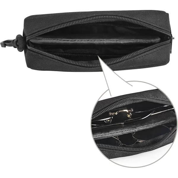 Mkono Double Glasses Case Soft Eyeglass Case Sunglasses Travel Case Organizer Portable Reading Glass Pouch Bag with Clip Zipper and Cleaning Cloth for Women Men