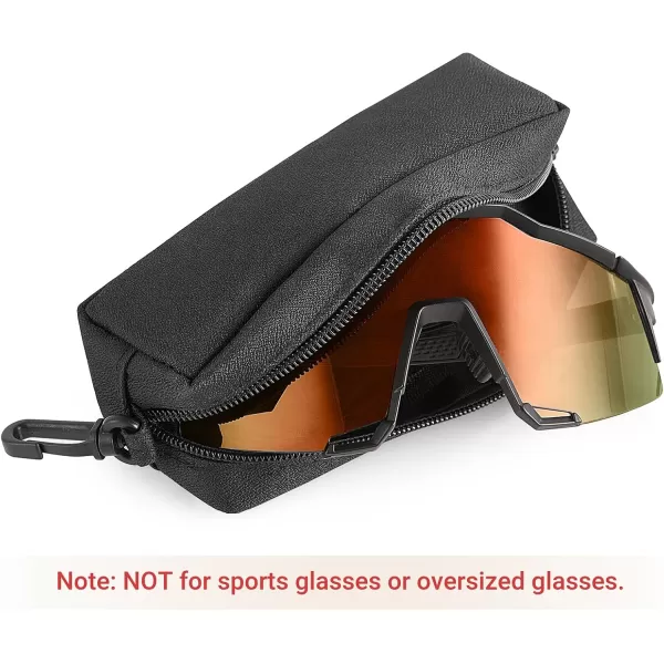 Mkono Double Glasses Case Soft Eyeglass Case Sunglasses Travel Case Organizer Portable Reading Glass Pouch Bag with Clip Zipper and Cleaning Cloth for Women Men