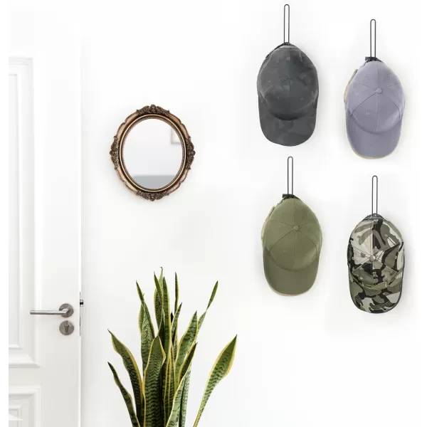 Mkono Hat Organizer for Baseball Caps Set of 4 Wall Hat Rack 5 Inches Space Saving Holds 40 Caps Modern L Shaped Hat Hooks Wall Mount Hat Holder for Closet Bedroom Storage 4 Pcs