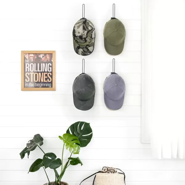 Mkono Hat Organizer for Baseball Caps Set of 4 Wall Hat Rack 5 Inches Space Saving Holds 40 Caps Modern L Shaped Hat Hooks Wall Mount Hat Holder for Closet Bedroom Storage 4 Pcs