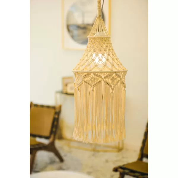 Mkono Macrame Lamp Shade Boho Hanging Pendant Light Cover Bohemian Lamps for Office Bedroom Living Room Nursery Dorm Decor Lightbulb Not Included