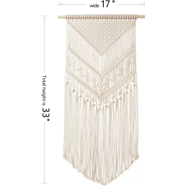 Mkono Macrame Wall Hanging Art Woven Boho Home Dcor Geometric Beautiful Yarn Tapestry Wall Decor for Bedroom Nursery Apartment Dorm Decoration Christmas Gift for Teen Girl Mom 17quot W x 33quot LIvory