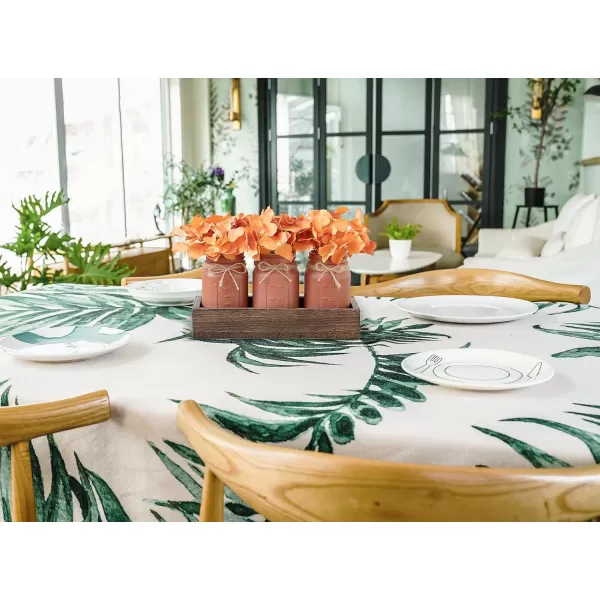 Mkono Mason Jar Centerpiece Decorative Wood Tray with 3 Painted Jars Artificial Flowers Rustic Country Farmhouse Fall Decor for Coffee Table Dining Room Living Room KitchenOrange