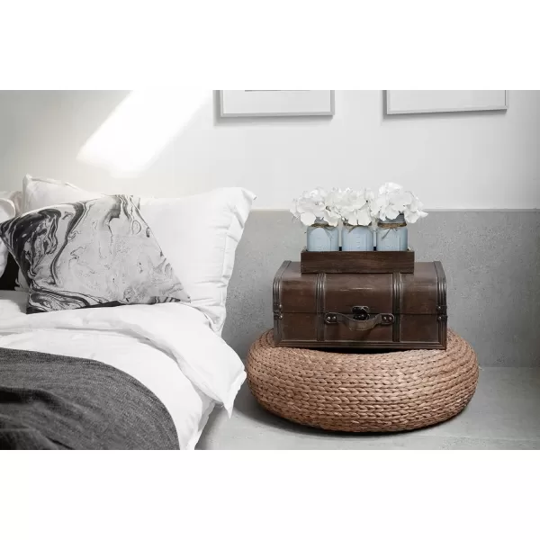 Mkono Mason Jar Centerpiece Decorative Wood Tray with 3 Painted Jars Artificial Flowers Rustic Country Farmhouse Fall Decor for Coffee Table Dining Room Living Room KitchenGrey Blue