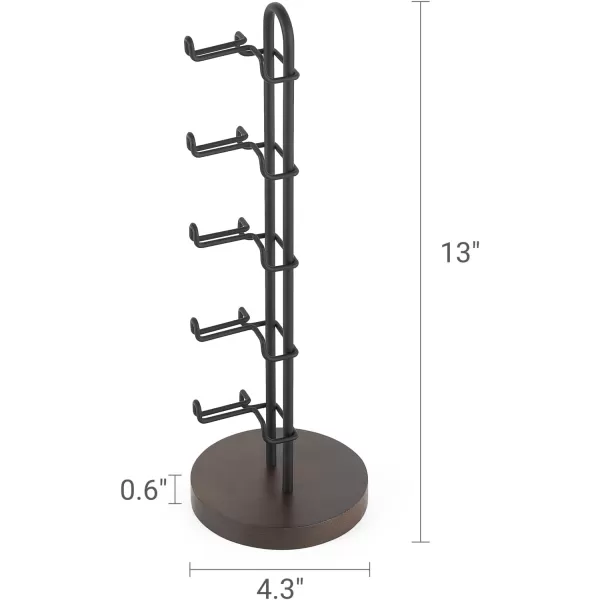 Mkono Sunglasses Organizer Glasses Holder Stand Sunglass Storage Eyeglasses Rack Metal Frame with Wood Base for 5 Pairs of Eyewear Display for Table Desk Countertop Dresser Bedroom Set of 1 BlackBlack