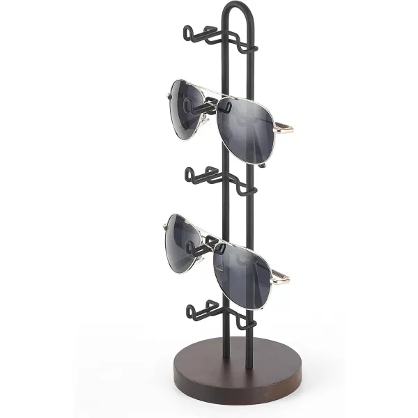 Mkono Sunglasses Organizer Glasses Holder Stand Sunglass Storage Eyeglasses Rack Metal Frame with Wood Base for 5 Pairs of Eyewear Display for Table Desk Countertop Dresser Bedroom Set of 1 BlackBlack