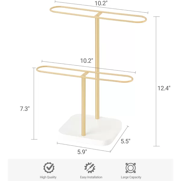 Mkono Sunglasses Organizer Glasses Holder Stand for 24 Pairs of Eyewear 2 Tier Sunglass Storage Eyeglasses Display Rack Metal Frame with Wood Base for Table Desk Countertop Dresser Bedroom BlackGold
