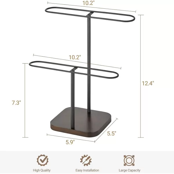 Mkono Sunglasses Organizer Glasses Holder Stand for 24 Pairs of Eyewear 2 Tier Sunglass Storage Eyeglasses Display Rack Metal Frame with Wood Base for Table Desk Countertop Dresser Bedroom BlackBlack