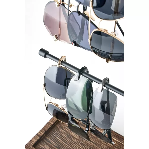 Mkono Sunglasses Organizer Rustic Glasses Storage Display Holder 2 Tier Sunglass Stand Eyeglasses Rack for Multiple Glasses Retail Eyewear Eyeglasses Hanging Organizer for Desk Dresser Tabletop