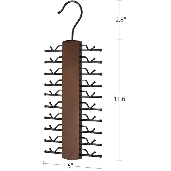 Mkono Tie Rack Wooden Tie Hanger Organizer for Men Closet with 20 NonSlip Clips Retro Space Saving Tie Belt Storage Holder 360 Rotate Sturdy Closet Hanger for Necktie Scarf Organize